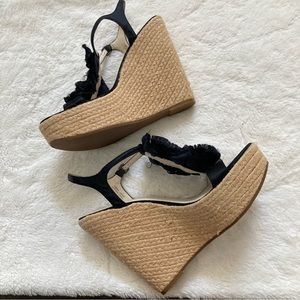 Vera Wang Lavender espadrille wedges high platform heels jeweled rhinestone sz 8